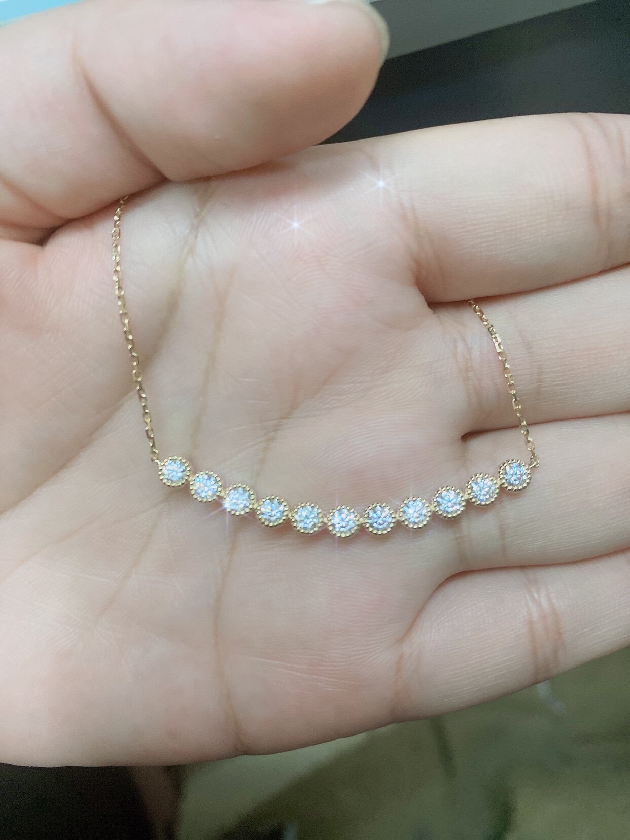 正品18k镶嵌莫桑钻项链简约锁骨