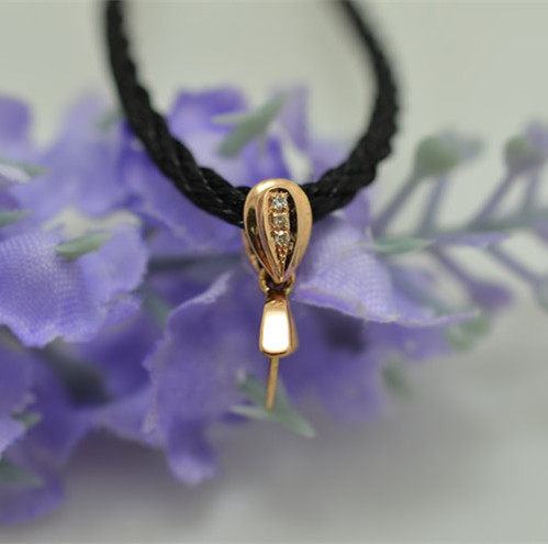 18K金扣子玉坠子夹扣水滴镶钻款玫瑰金扣翡翠挂件扣头蜜蜡吊坠扣