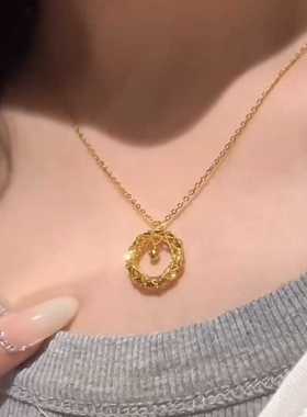 锁骨链古法金镂空织梦网项链女潮