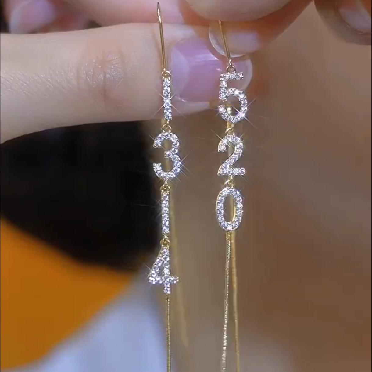 银针满钻流苏耳线耳坠