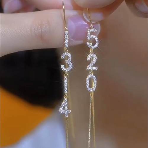 银针满钻流苏耳线耳坠