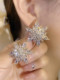 白色锆石花朵耳钉女网红轻奢小众设计感耳环春夏新款 优雅气质耳饰