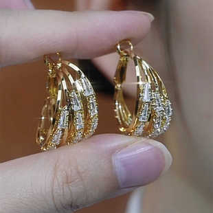 气质高级感三生三世锆石耳圈轻奢高档洋气耳环女时尚耳饰2024新款