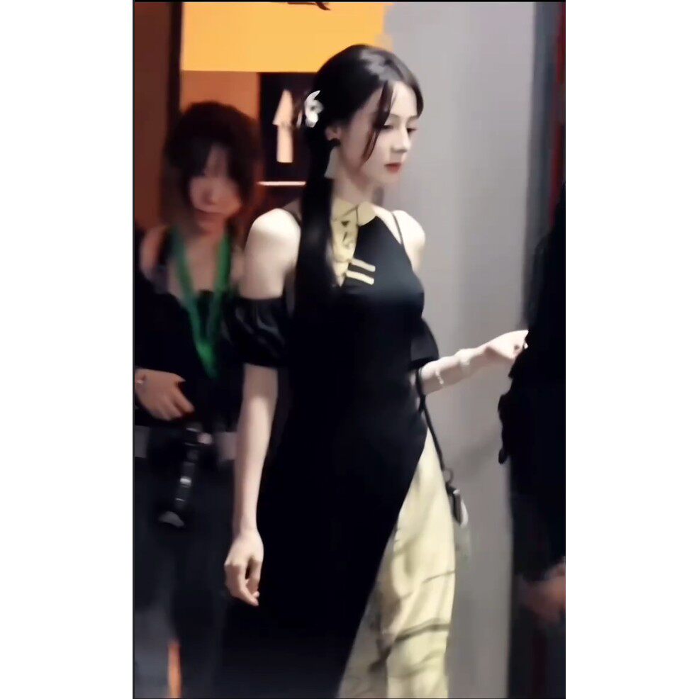 迪丽热巴同款新中式旗袍连衣裙女