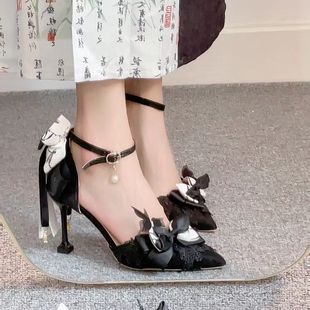 醉墨香新中式 细跟一只冲天兔 国风中华风水墨高跟鞋