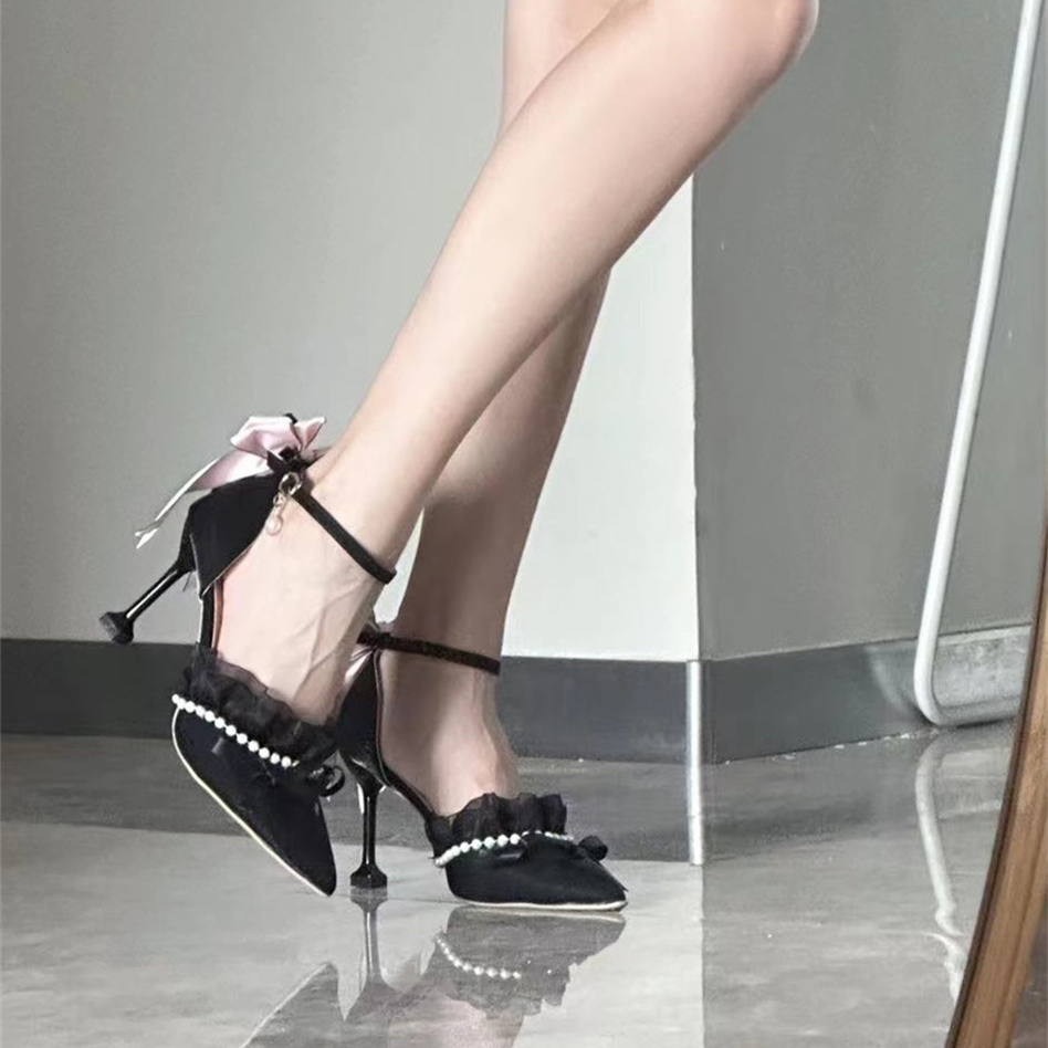 【大小码】黑桃梅梅 一只冲天兔高跟鞋黑粉百搭原创