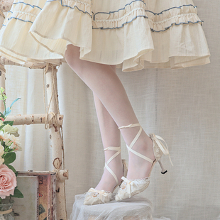 一只冲天兔奔赴花嫁lolita鞋 原创尖头优雅手作lo鞋