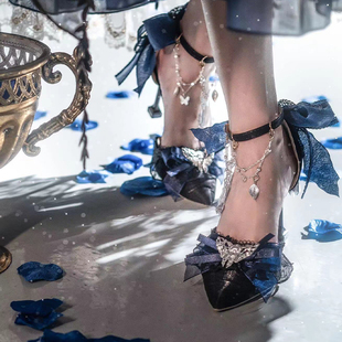 一只冲天兔 蝴蝶结原创设计花嫁手工苗疆 九黎高跟鞋