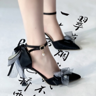 笔墨烟雨新中式 细跟一只冲天 国风中华风水墨高跟鞋