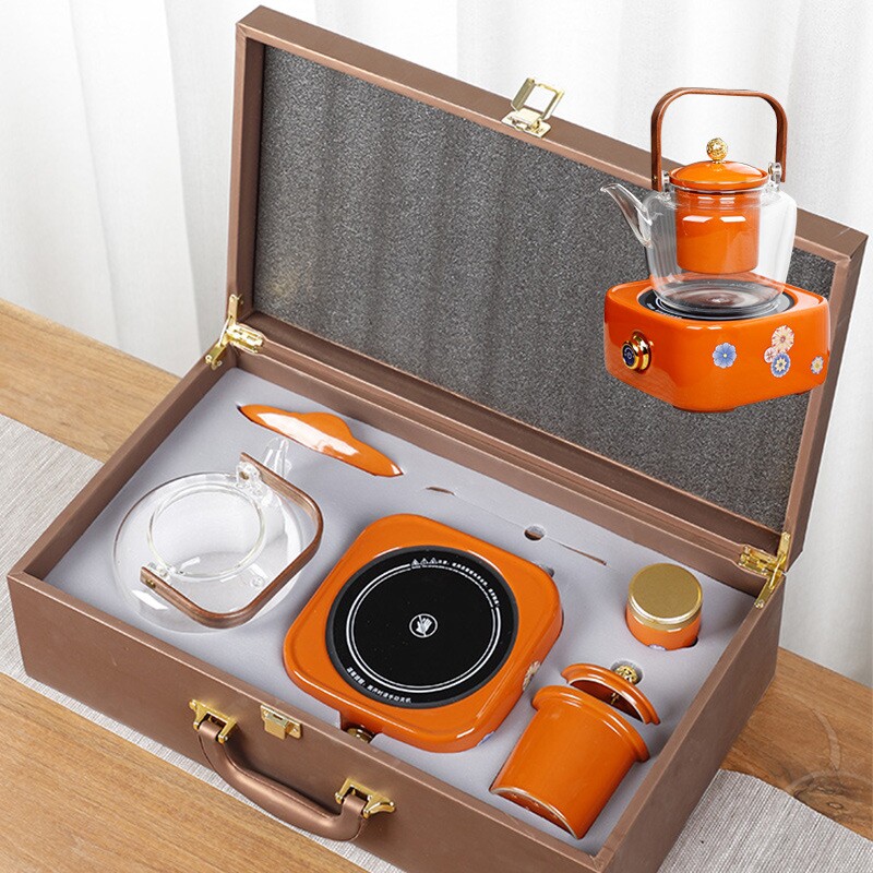 陶瓷电陶炉煮茶器玻璃煮茶壶套装礼品功夫蒸煮茶炉花茶白茶烧茶器