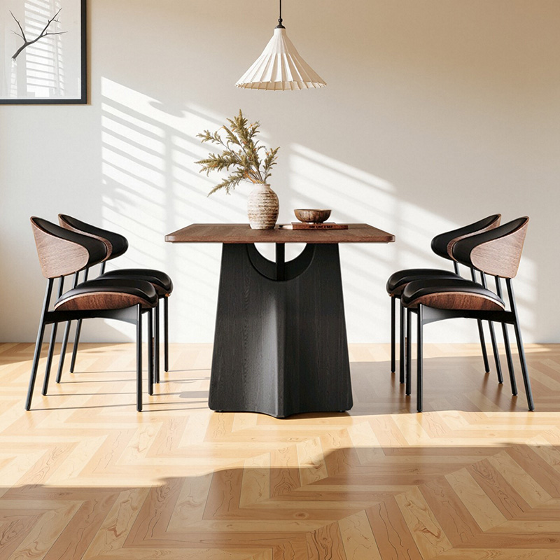 中古风白蜡木纹新款飞鸦实木餐桌