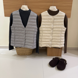 DAMAOSTUDIO秋冬排骨90绒新国标内搭保命羽绒马甲V领圆领两穿女