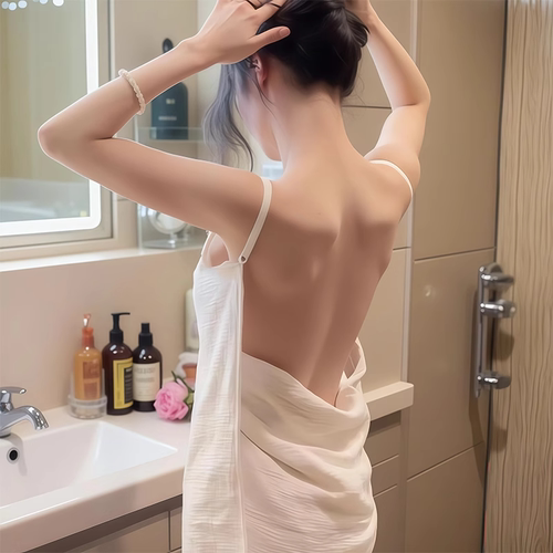 纯欲女款纱布浴袍吊带浴裙