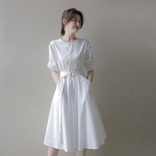 高级感轻熟风御姐白色衬衫 夏季 连衣裙 冷淡风女装 XZOXZO2023年新款