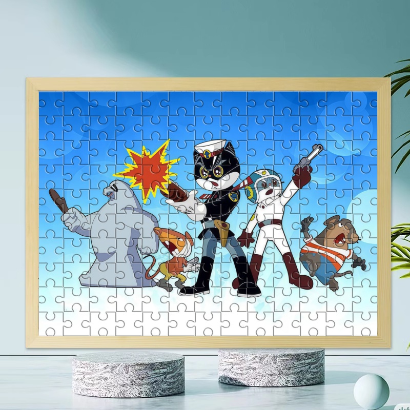 黑猫警长经典语录拼图实木相框