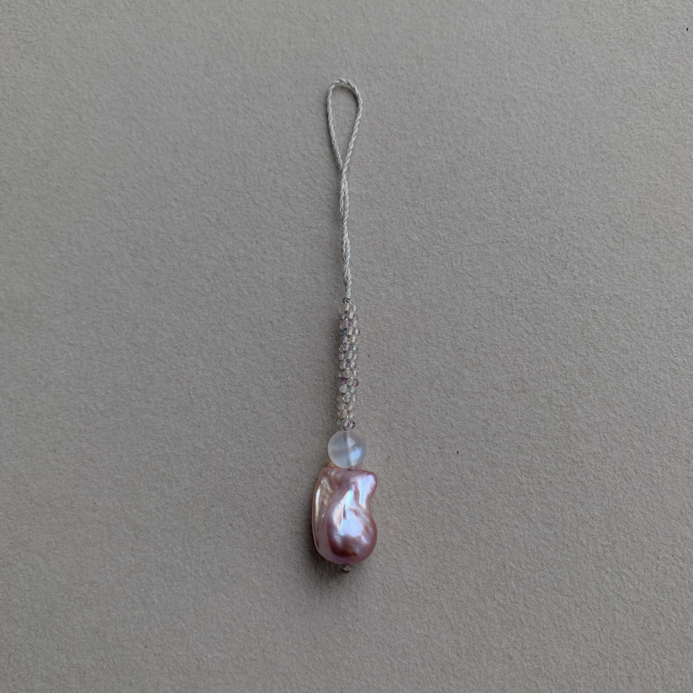 天然巴洛克淡水珍珠蓝月光萤石手机链挂件钥匙扣包包压襟饰品女款