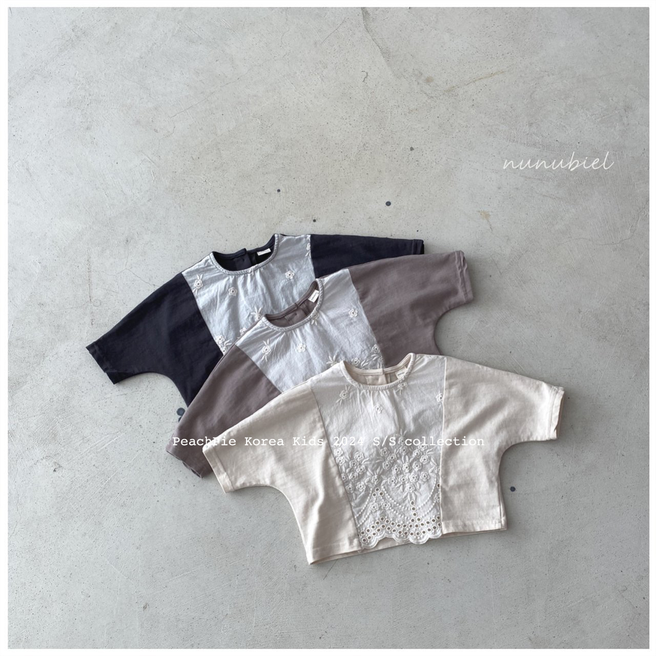 宝宝刺绣布拼接蝙蝠袖T恤