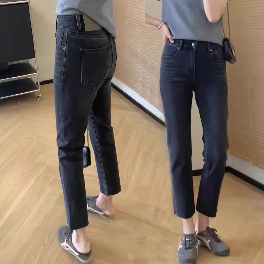 2023年秋冬薄绒新款梨形身材大码烟管牛仔裤女胖mm高腰显瘦直筒裤,女装/女士精品,大码裤装,淘宝优惠券,粉丝福利购,淘宝优惠卷