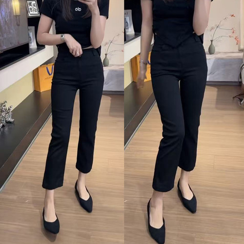 大码胖mm显瘦直筒牛仔裤女八分