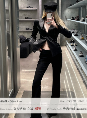 Rase le sol‘Dangerous Liaisons’黑色微喇牛仔裤修身低腰裤