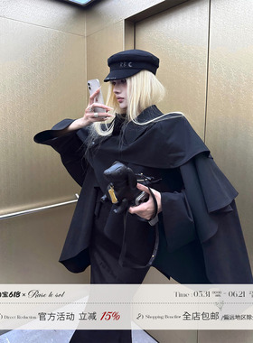 Rase le sol‘Elegant Witch’黑色斗篷外套鱼骨抹胸连衣裙套装