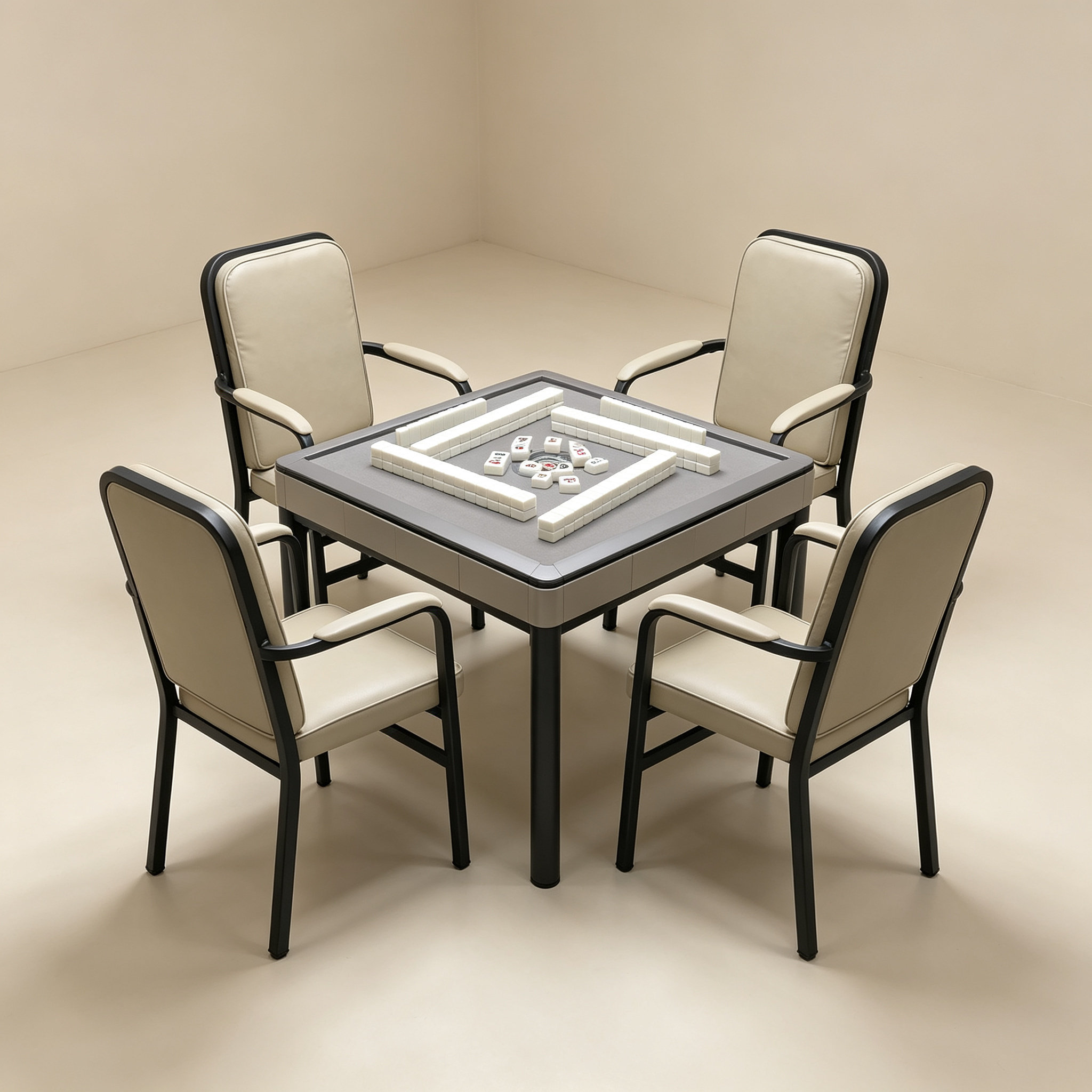 12号4张简易现代休闲椅麻将椅麻将椅自动棋牌椅椅子培训椅可重叠