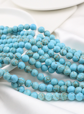 10颗装天然蓝松石小珠子迷你圆珠散珠diy手工串珠项链手链配件
