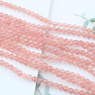 天然石西瓜红水晶散珠圆珠 diy饰品手工手链项链串珠耳饰发簪材料