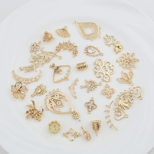 保色纯铜多孔流苏吊牌双吊配件diy新娘头饰发簪主体发冠挂件材料