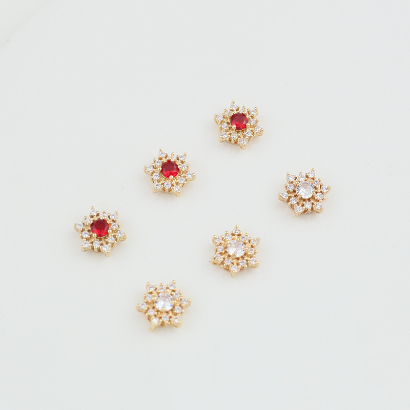 微镶锆石双层镂空雪花六瓣花吊坠