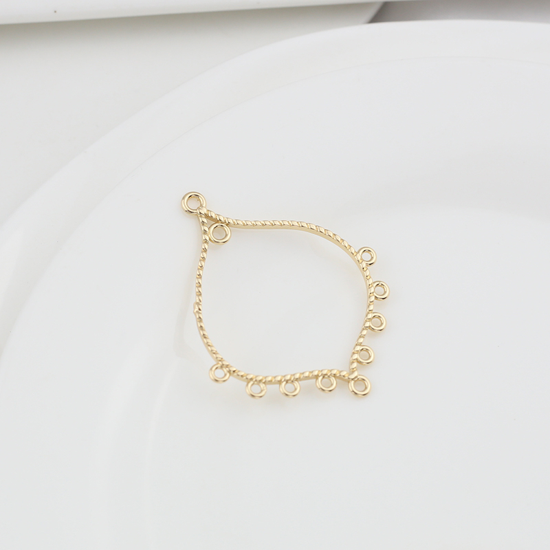 保色纯铜38*46mm多孔耳饰吊坠