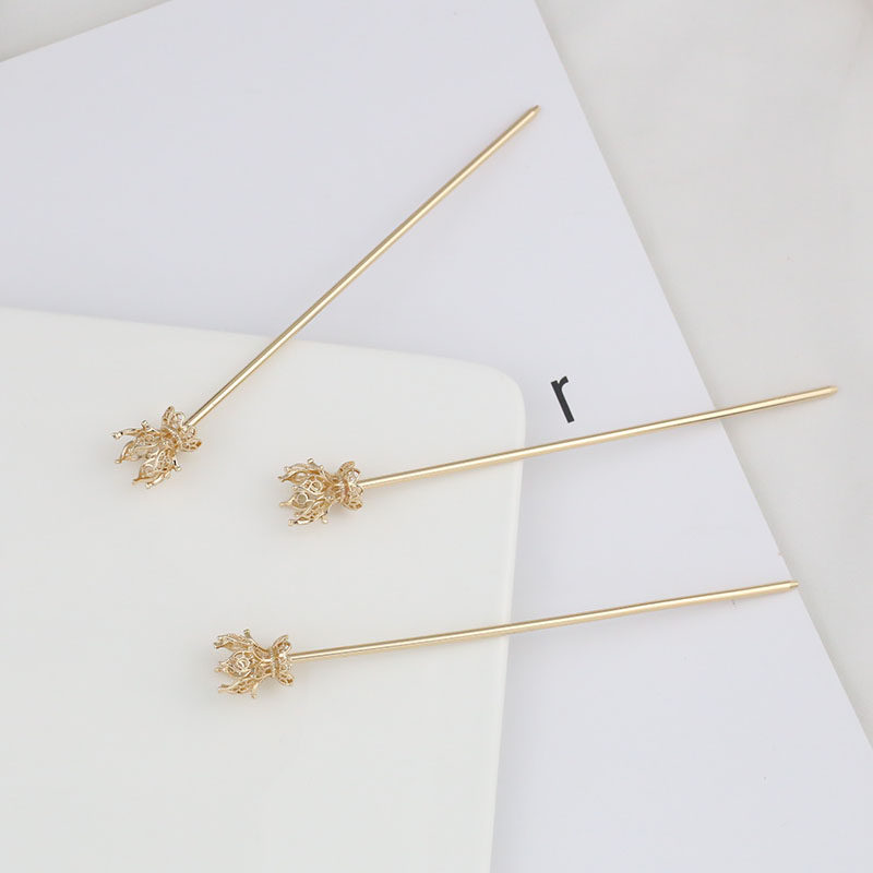 电泳保色纯铜18*140mm莲花发簪神棍diy饰品古风汉服头饰步摇材料