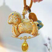 宋锦哑光diy底托马上有钱款 色新品 项坠吊坠手工成品马年通用DIY