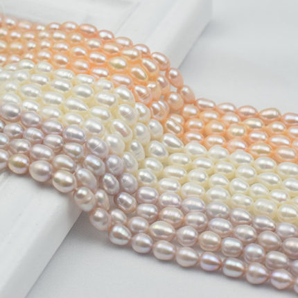 天然淡水珍珠项链6-7mm米形手工diy发夹手链耳坠材料散珠半成品