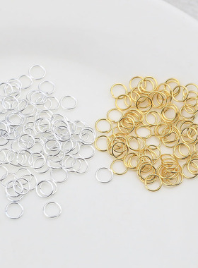 保色开口圈18K包金银白金色单圈开口O圈C圈连接环DIY纯铜首饰配件