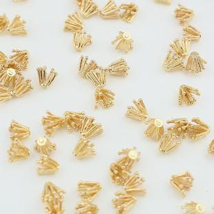 保色纯铜微镶锆石花托花芯花蕊古风diy发簪琉璃缠花绒花材料配件