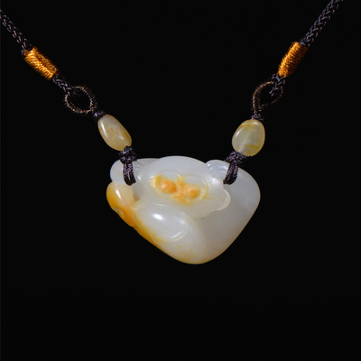 和田玉籽料猴子吊坠动物生肖件挂件 苏工