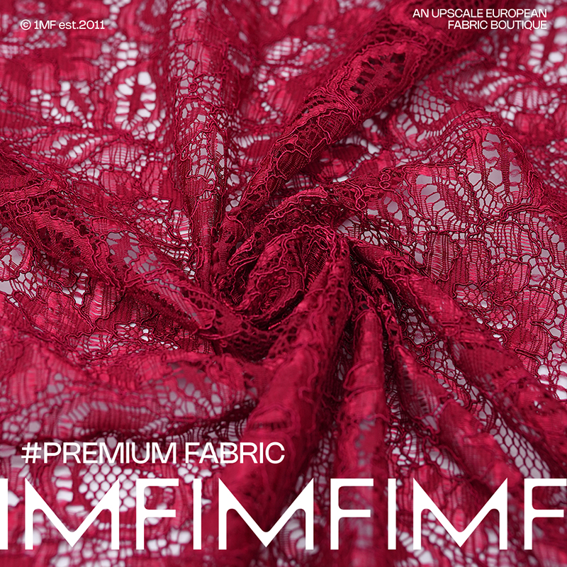 1MF秒杀 意大利绝美龙骨蕾丝红色调金属丝织花镂空面料 宽150CM