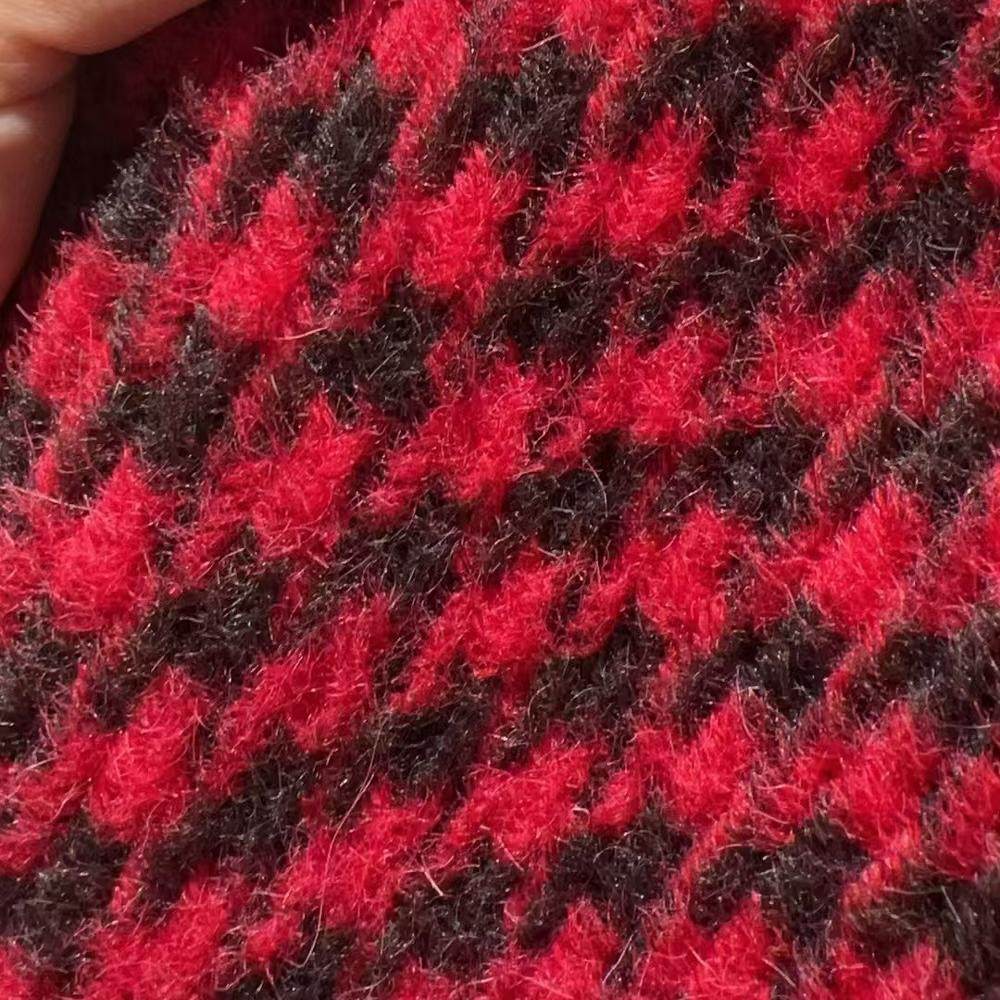 意大利安哥拉羊毛面料红黑