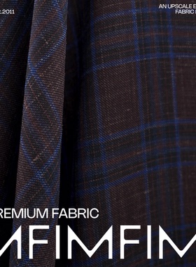 LP同批 羊毛面料红调格纹麻感服装布料LM 幅宽140CM