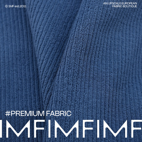 JIS 棉混纺 灰蓝色双面条绒布料宽148CM意大利进口现货