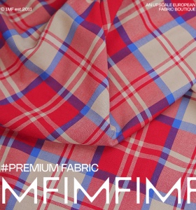 G&CC面料 CO棉质面料红色格子连衣裙布料宽140CM 意大利直邮