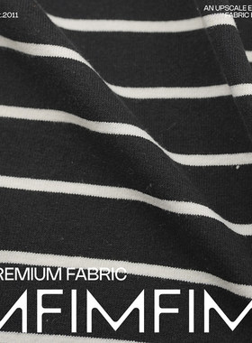 Lyria 100%CO棉面料黑白条纹T恤卫衣服装布料幅宽149CM372G/M