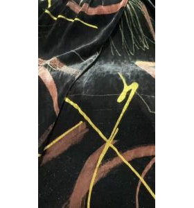 Y*L面料真丝丝绒黑色底印花微有倒顺布宽135CM意大利直邮 高货入