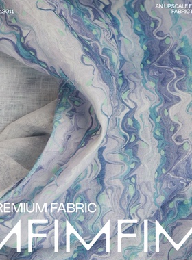 悠享微度假 法国亚麻底部面料竖向水感晕染印花 宽140CM 180G/M