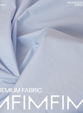 ARM面料 CO棉质布料浅蓝色小细格面料幅宽145CM意大利直邮