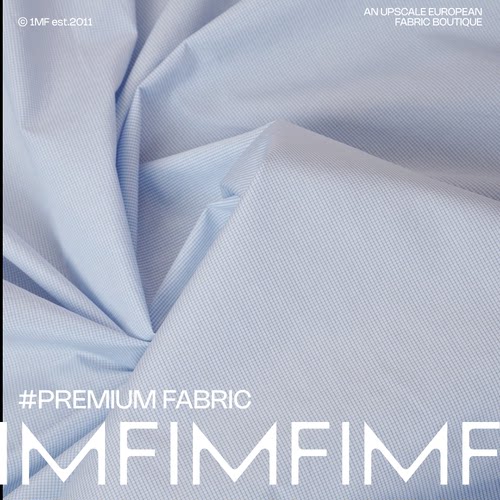 CO棉质布料浅蓝色小细格面料