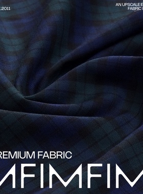 1MF秒杀 高支高密棉质面料先染纱线蓝绿色格子布 宽115CM 160G/M