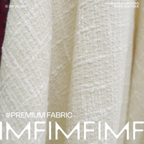 G&CC 羊毛棉混纺奶白小香粗花呢面料宽140C 意大利进口ZAMB9 9130