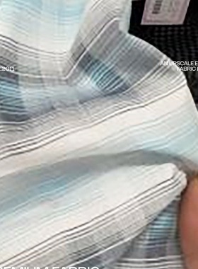 欧洲进口棉布 RATTI清新淡蓝色白格子亲肤透气布料面料 幅宽145CM